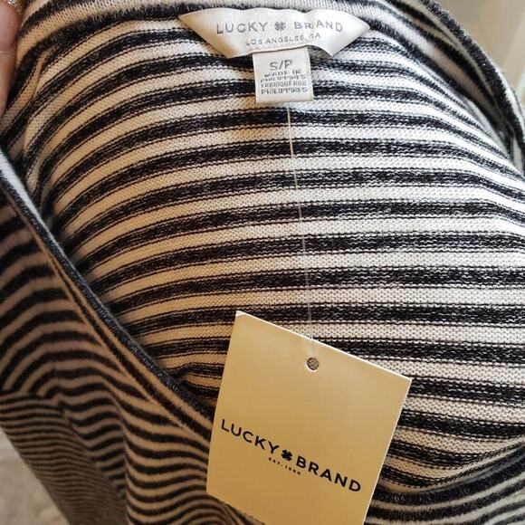 LUCKY BRAND NEW SOFT VISCOSE BOW SLEEVE STRIPED SWEATER SIZE SMALL - Picture 5 of 6